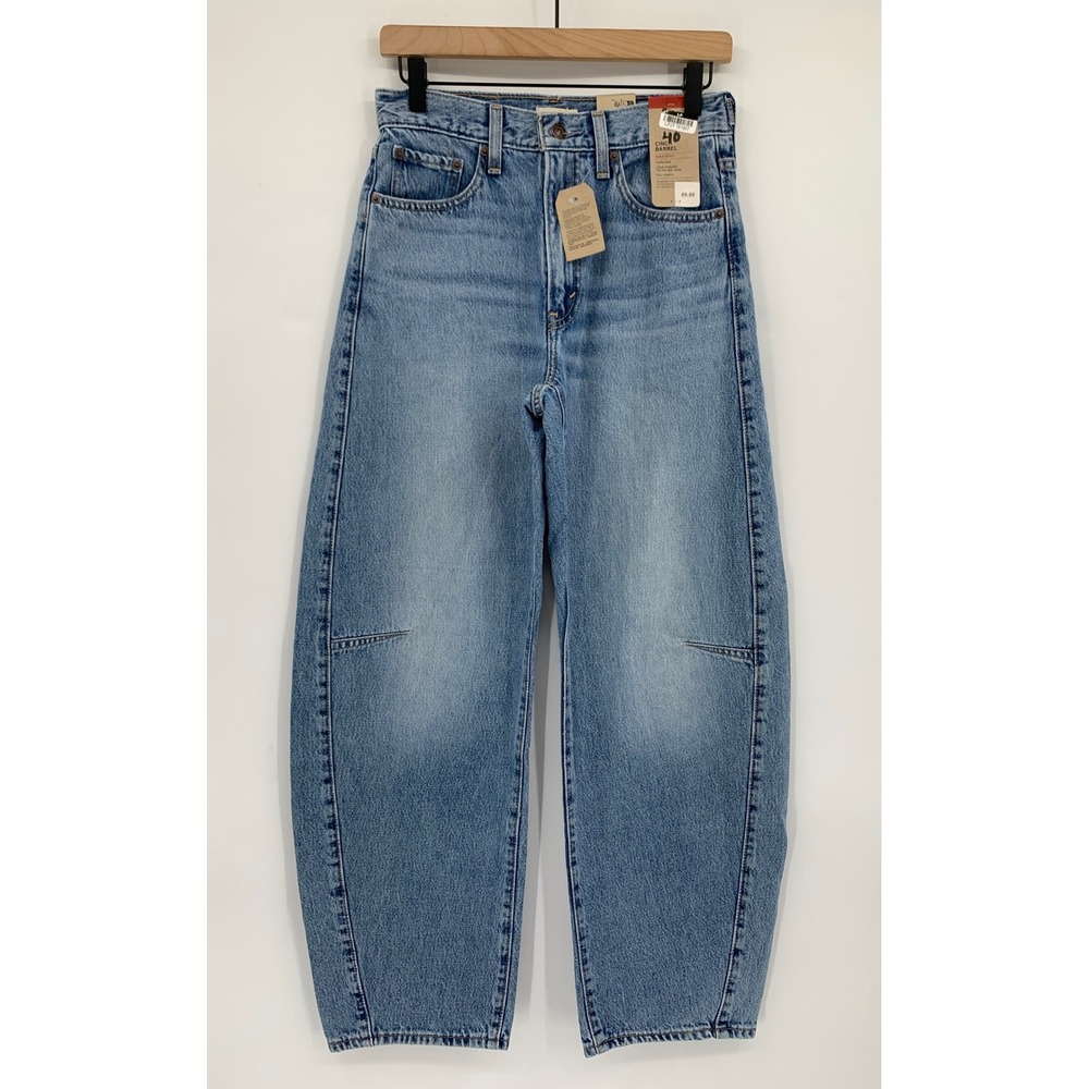 Levis Cinch Barrel Jeans Women 27 Blue Wide Leg Light Wash Denim Pants NEW